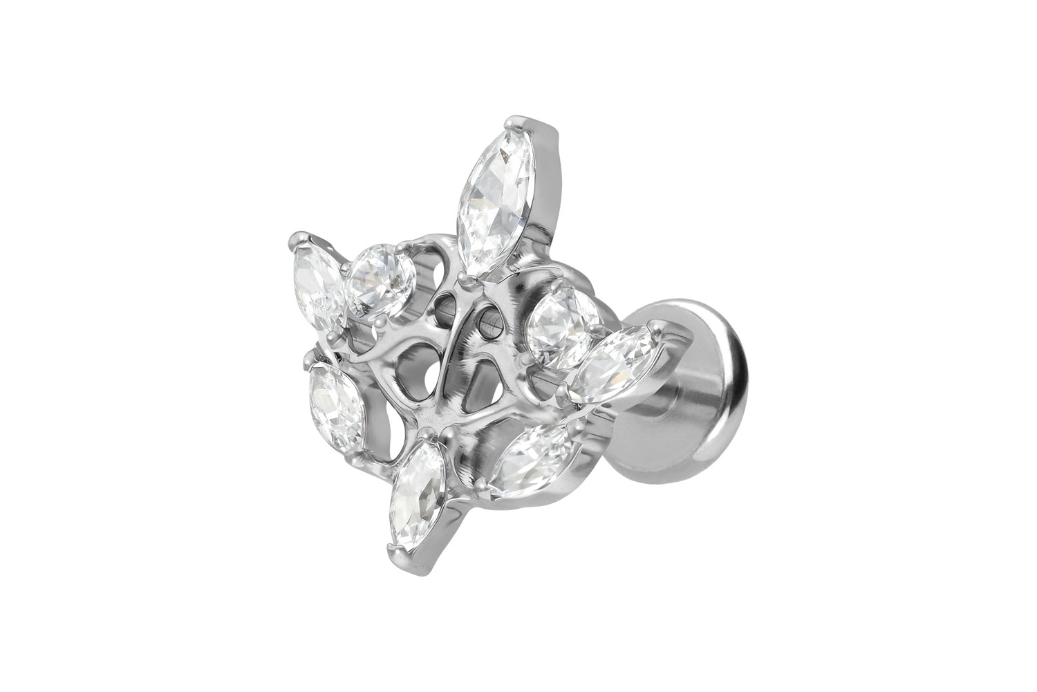 Titan Labret Piercing mit Push Fit GOTISCHES DESIGN